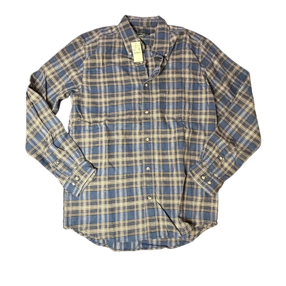 Eddie Bauer Mens Flannel‎ Shirt, Size Small, Blue Plaid Long Sleeve Authentic